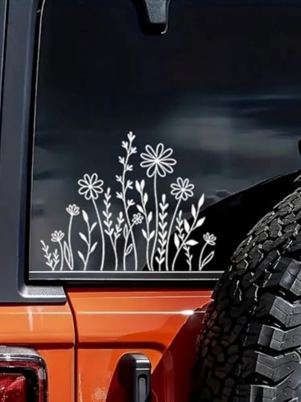 New - Wildflowers Boho Fun Reflective Car Vinyl Sticker, Plant Lover Gift Idea